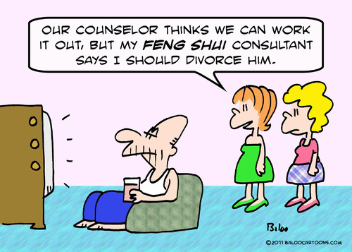 Cartoon: divorce counselor feng shui (medium) by rmay tagged divorce,counselor,feng,shui