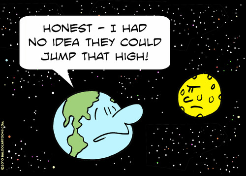 Cartoon: earth moon high jump (medium) by rmay tagged earth,moon,high,jump