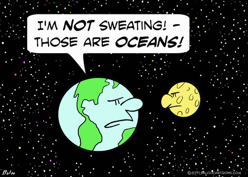 Cartoon: earth moon sweating oceans (medium) by rmay tagged oceans,sweating,moon,earth
