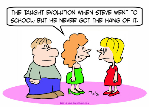 Cartoon: evolution taught school hang (medium) by rmay tagged evolution,taught,school,hang