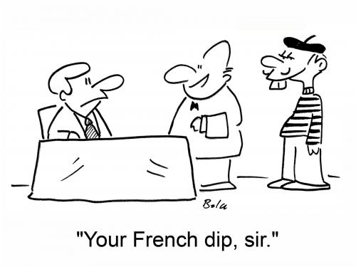 Cartoon: French dip (medium) by rmay tagged french,dip,waiter,restaurant