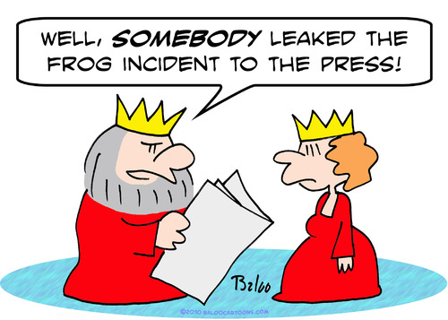 Cartoon: frog incident leaked press king (medium) by rmay tagged frog,incident,leaked,press,king