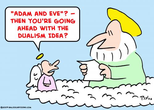 Cartoon: god angel adam eve dualismgod an (medium) by rmay tagged god,angel,adam,eve,dualism