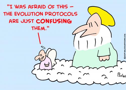 Cartoon: just confusing evolution god (medium) by rmay tagged just,confusing,evolution,god