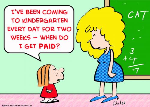 Cartoon: kindergarten paid teacher (medium) by rmay tagged kindergarten,paid,teacher