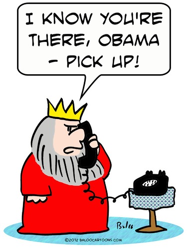 Cartoon: king obama phone (medium) by rmay tagged king,obama,phone