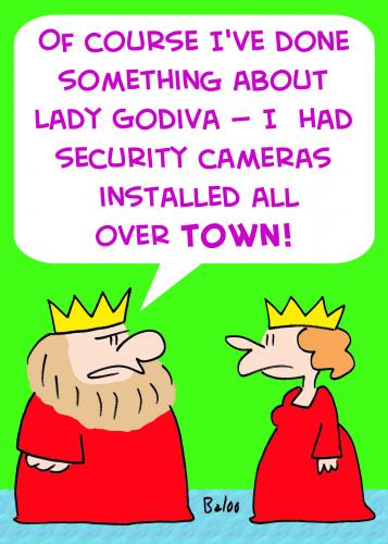 Cartoon: KING QUEEN LADY GODIVA SECURITY (medium) by rmay tagged king,queen,lady,godiva,security,camera