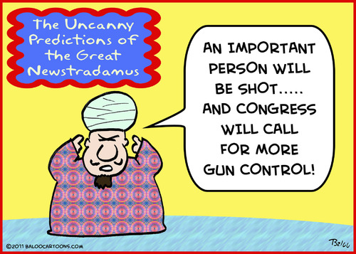 Cartoon: newstradamus001 gun control (medium) by rmay tagged newstradamus001,gun,control