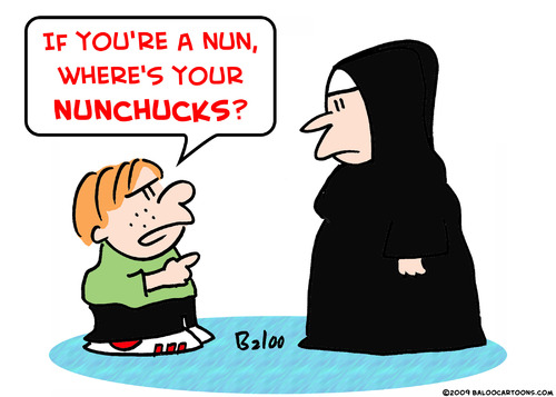 Cartoon: nun nunchucks (medium) by rmay tagged nun,nunchucks