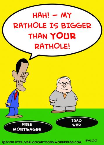 Cartoon: OBAMA BARACK MCCAIN JOHN RATHOLE (medium) by rmay tagged obama,barack,mccain,john,rathole