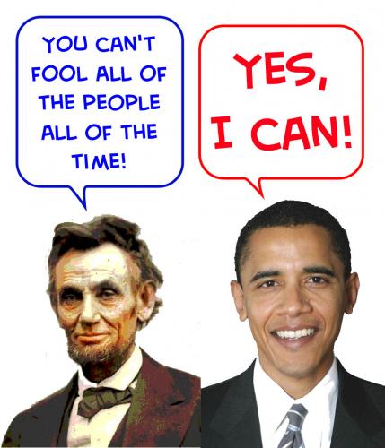 Cartoon: Obama lincoln yes I can (medium) by rmay tagged obama,lincoln,yes,can