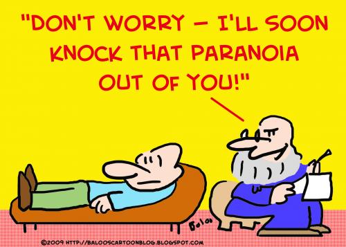 Cartoon: paranoia knock psychiatrist (medium) by rmay tagged paranoia,knock,psychiatrist