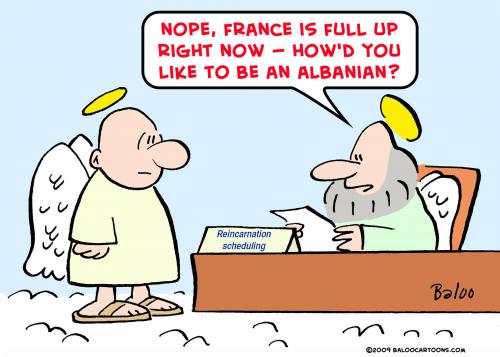 Cartoon: reincarnation albanian (medium) by rmay tagged reincarnation,albanian