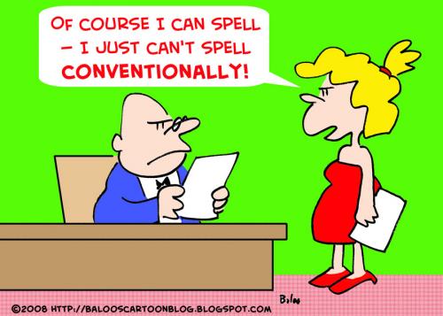 Cartoon: SECRETARY SPELL CONVENTIONALLY (medium) by rmay tagged secretary,spell,conventionally