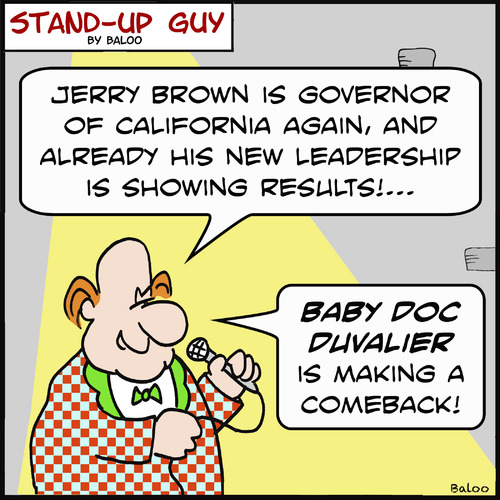 Cartoon: SUg making a comeback Jerry Brow (medium) by rmay tagged sug,making,comeback,jerry,brown,baby,doc,duvalier