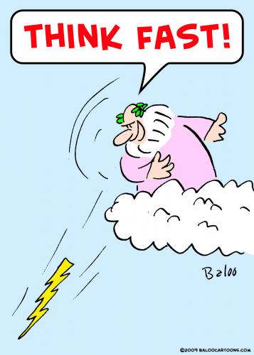 Cartoon: think fast zeus lightning (medium) by rmay tagged think,fast,zeus,lightning