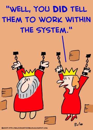 Cartoon: within system king queen chains (medium) by rmay tagged within,system,king,queen,chains