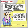 Cartoon: 1aa107SUGbackgroundchecks obama (small) by rmay tagged 1aa107sugbackgroundchecks,obama,libya,background