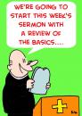 Cartoon: REVIEW BASICS TEN COMMANDMENTS (small) by rmay tagged review,basics,ten,commandments,priest,preacher,church,religion